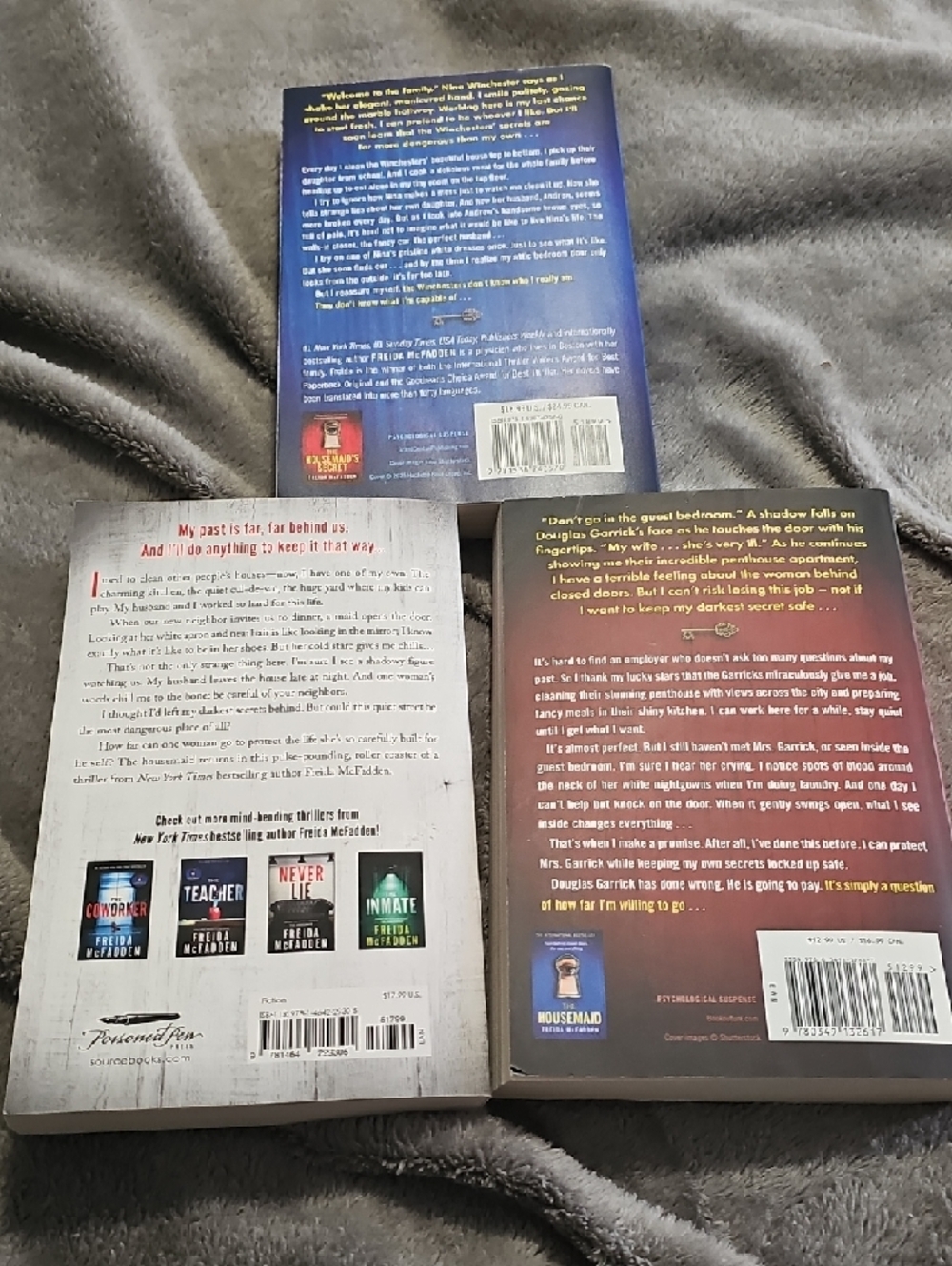 The Housemaid Trilogy by Freida McFadden - Blue, White & Red Paperback Set - Picture 2 of 2
